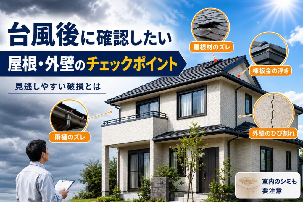 台風が過ぎた後に確認したい屋根・外壁のチェックポイント|見逃しやすい破損とは
