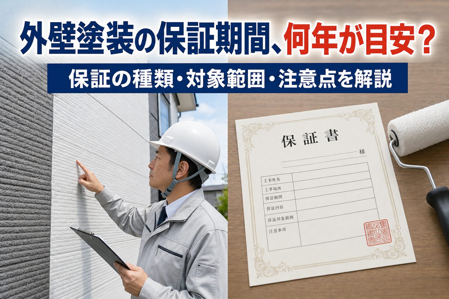 外壁塗装の保証期間と保証書のイメージ画像